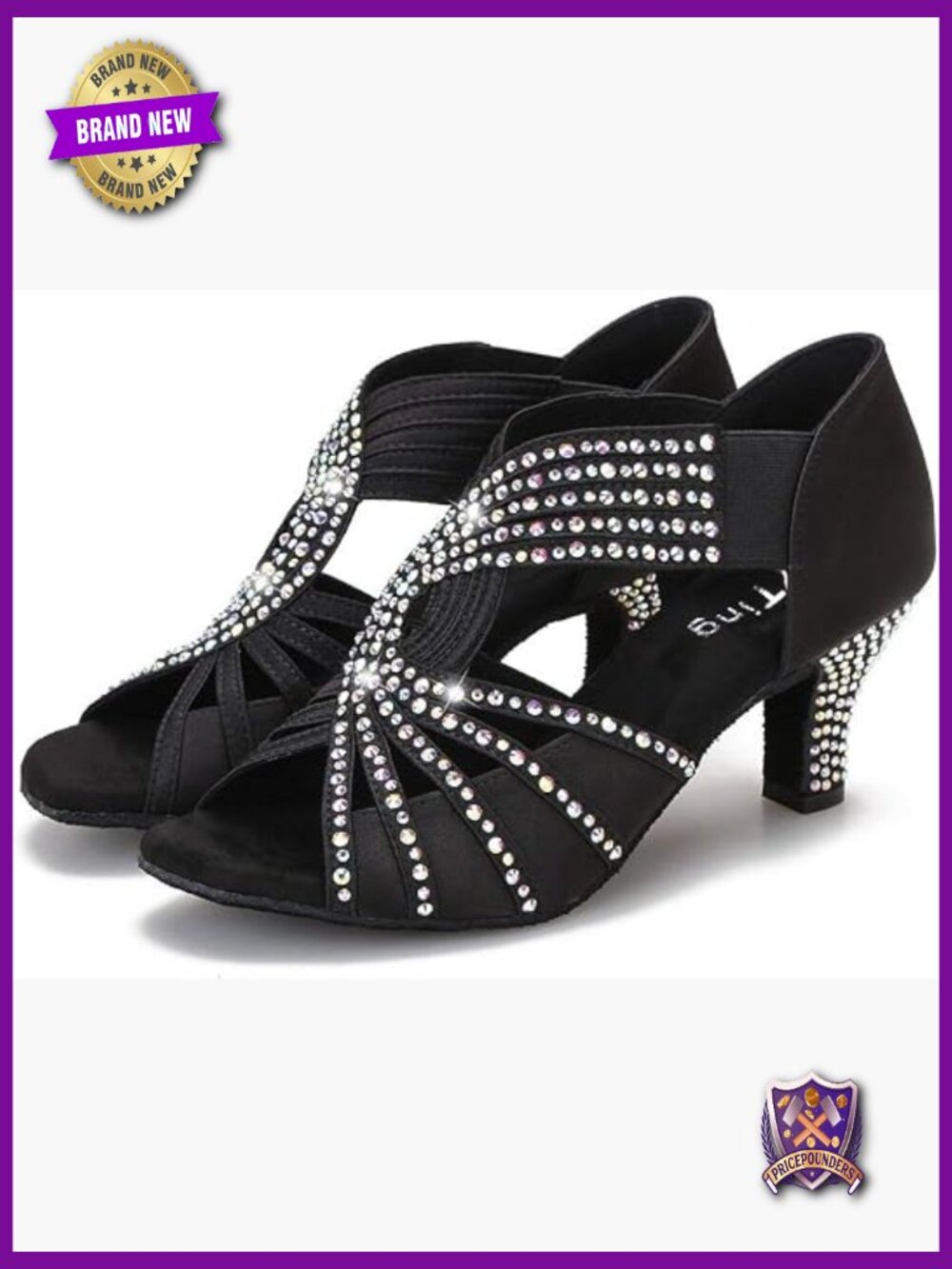 Rhinestones Ballroom Dance Shoes Latin Salsa Wedding Practice 2.5in Heels - Picture 1 of 7